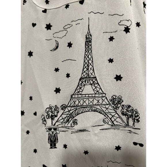 KARL LAGERFELD Paris Eiffel Tower Long Sleeve Button Front Blouse Women's Size S - Picture 3 of 10